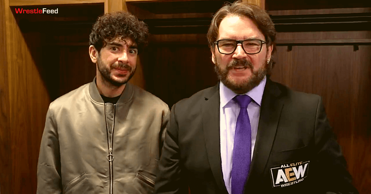 Tony Khan Smiling Happy Tony Schiavone Backstage AEW WrestleFeed App