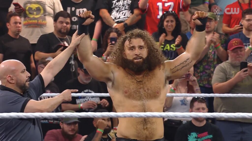 Tony D’Angelo in the ring after earning an NXT Championship match at Halloween Havoc.